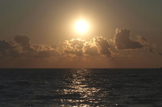 Sunset on the sea in the summer        