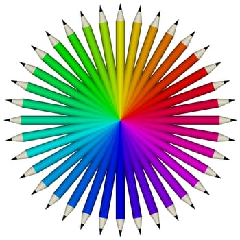 Illustration of lots of coloured pencils