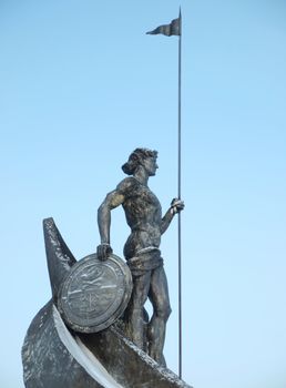 Sculpture on quay of Onega in Petrozavodsk, Russia        