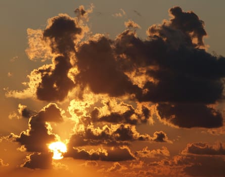 Sunset on the sea in the summer        