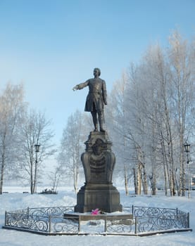 Historical monument to Tsar Peter the Great in Petrozavodsk