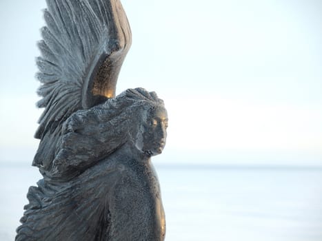 Sculpture on quay of Onega in Petrozavodsk, Russia 