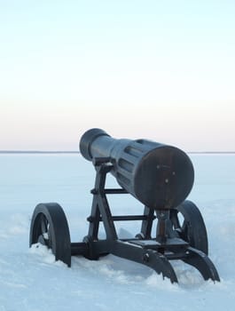 Gun on quay of Onega in Petrozavodsk, Russia        