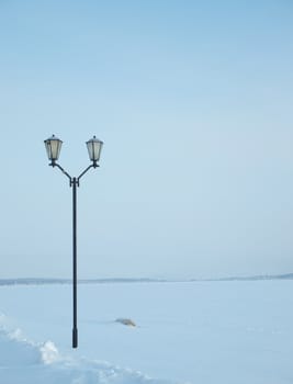 Lantern on quay of Onega in Petrozavodsk, Russia        