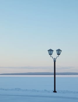 Lantern on quay of Onega in Petrozavodsk, Russia      