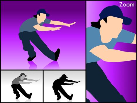 dancing male with cap on isolated background