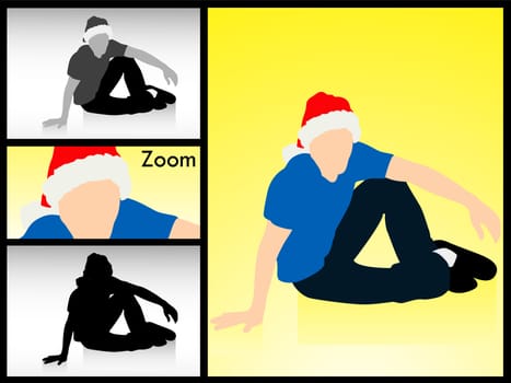 young man with santa cap on isolated background