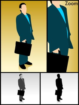 successful businessman with bag on isolated white background