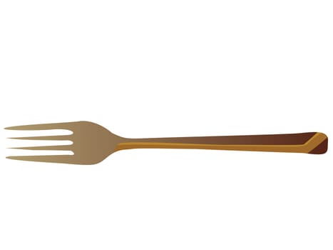 metallic  fork isolated against white background