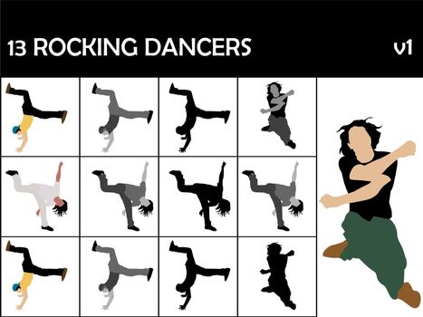 rocking dancers on isolated background



