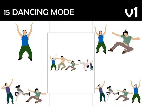 rocking male dancers on isolated background



