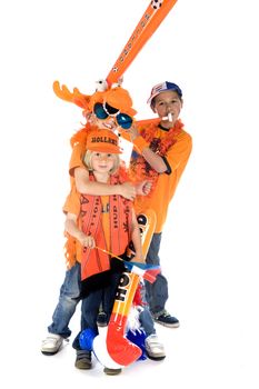 three supporters from the dutch football team