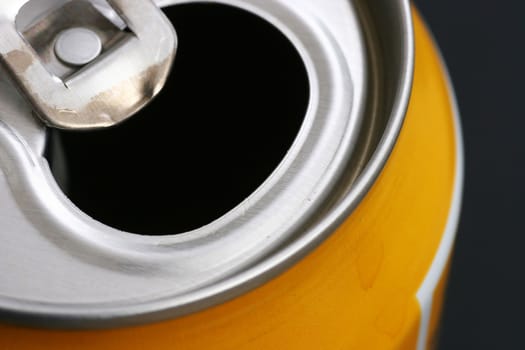 The aluminum can. A close-up, the top view