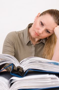 Confident business woman working with documents