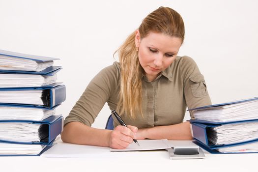 Confident business woman working with documents