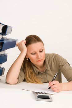 Confident business woman working with documents