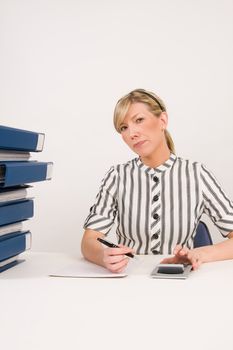 Successful business woman working with documents