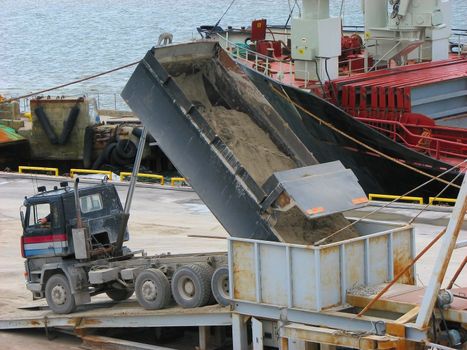 unloading dump truck