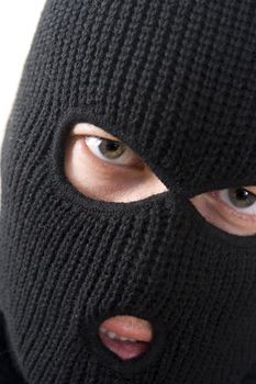evil criminal wearing military mask