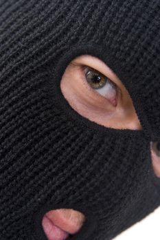 evil criminal wearing military mask