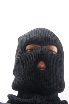 evil criminal wearing military mask