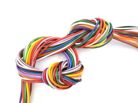 Close up of multicoloured six amp electrical wire 