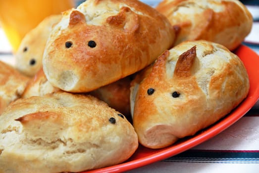 appetizing homemade baked easter pastry on table