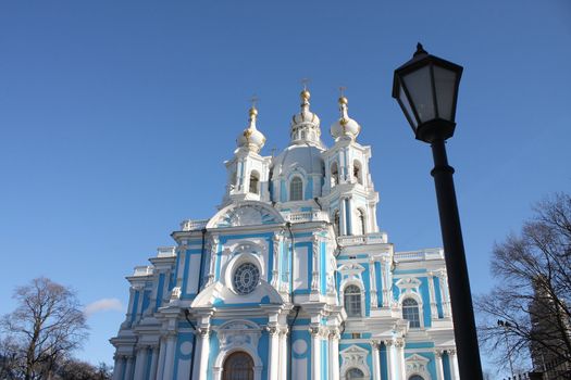 Smolny a cathedral in morning St-Petersburg