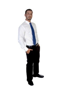 standing young businessperson on an isolated white  background