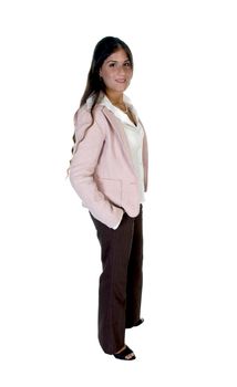 standing modern woman isolated with white background