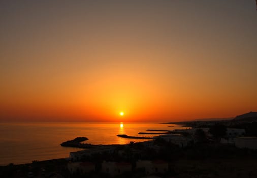 Romantic sunset on the island of Crete. Greece