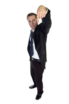 male gesturing with finger on an isolated background