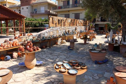 Pottery shop on the island of Crete. Greece