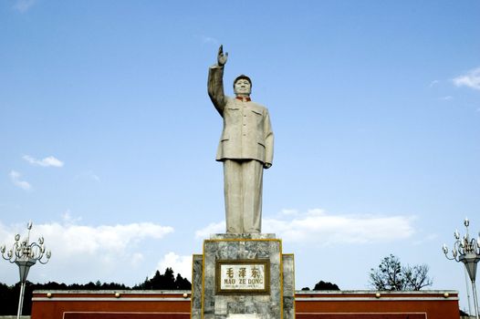 Monument of Mao Zedong in Lijiang city center, Yunnan province, China.