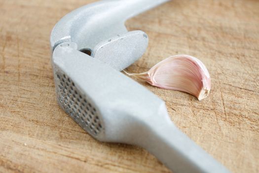 Fresh garlic on a wooden background