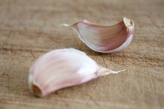 Fresh garlic on a wooden background