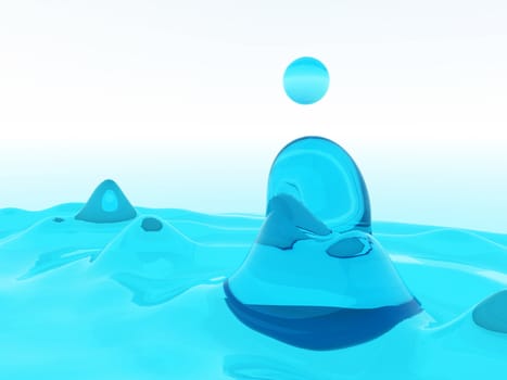 An abstract image of some blue blobs.