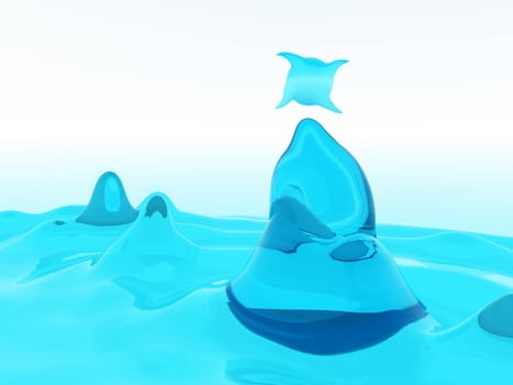 An abstract image of some blue blobs.