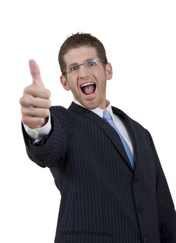 businessman showing thumb on isolated background