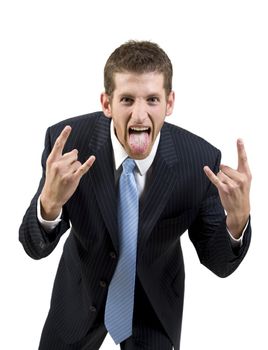 crazy businessman on isolated background