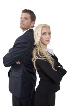 young business couple on isolated  background