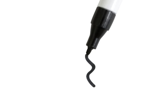 A black marker on a white background