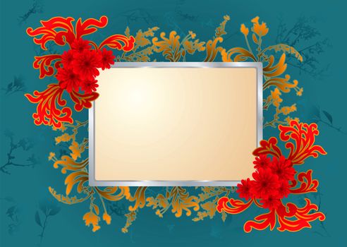 floral background with grand flourishing elements and copy space