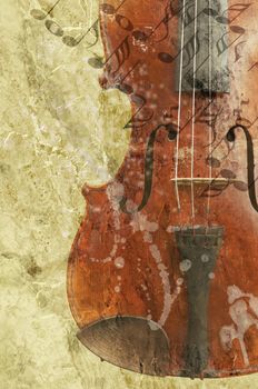 grunge music background with old fiddle