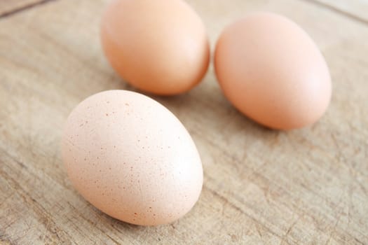 Eggs on a wooden surface