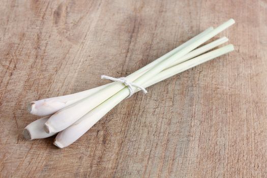 Lemon grass isolated on a wooden bg