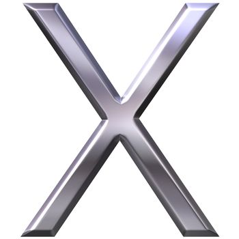 3d silver letter X isolated in white