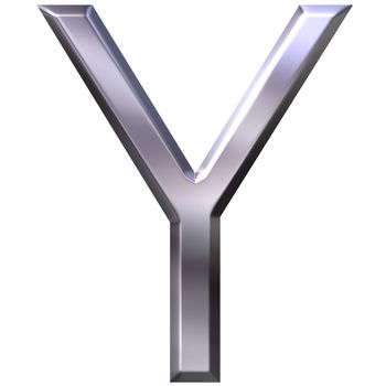 3d silver letter Y isolated in white