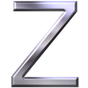 3d silver letter Z isolated in white