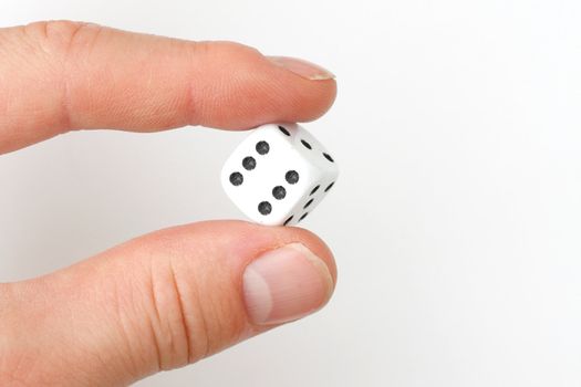 A dice in a studio